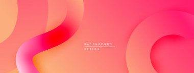 Soyut sıvı şekiller, canlı pembeler, portakallar modern arka plan oluşturur. Yumuşak eğimler hareketi, derinliği gösterir. Minimalist tasarım.