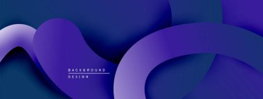 Soyut sıvı şekilleri üst üste binerek katmanlı mavi mor gradyanlar yaratır. Arkaplan ve sunumlar için modern tasarım ögesi.