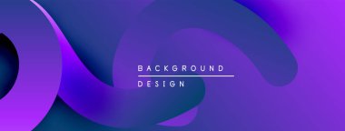 Soyut sıvı şekiller, canlı mor renkler, modern tasarım. Arkaplanda pürüzsüz gradyanlar, dinamik bileşimler var.