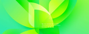 Soyut yeşil arkaplan. Katmanlı şekiller dinamik, akıcı tasarım yaratır. Modern estetik, canlı renkler, pürüzsüz eğimler.
