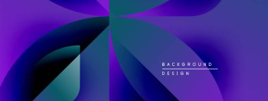 Soyut mor, mavi gradyanlar dinamik şekiller oluşturur. Metin arka plan tasarımını beyaz olarak okur. Modern, akışkan görsel kompozisyon.