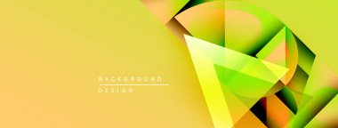 Soyut geometrik şekiller sarı, turuncu ve yeşil renkleri harmanlarlar. Modern tasarım enerjiyi, dinamizmi, görsel ilgiyi çağrıştırıyor. Arkaplanda metin ögeleri.