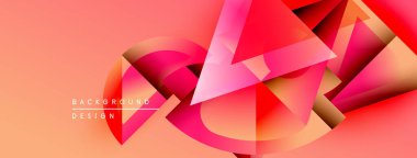 Soyut geometrik şekiller örtüşüyor, canlı turuncu ve pembe renkler yaratıyor. Modern tasarım elementleri dinamik görsel deneyim önerir.