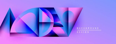 Soyut geometrik şekiller canlı mor, mavi renkleri harmanlarlar. Modern tasarım derinliği, dokuyu ve görsel ilgiyi çağrıştırıyor. Arkaplanda metin ögeleri.