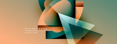 Soyut geometrik şekiller örtüşür, dinamik görsel efekt yaratır. Sıcak, serin renkler kusursuz bir şekilde harmanlanır. Modern tasarım ögesi.