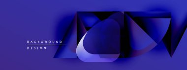 Soyut mavi tasarım, üst üste binen geometrik şekiller. Gradyan gölgeler derinlik yaratır, modern estetik. Mevcut en küçük metin.