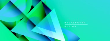 Soyut geometrik şekiller örtüşüyor, canlı turkuazlar yaratıyor, yeşil gradyanlar. Arkaplan ve sunumlar için modern tasarım ögesi.