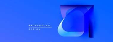 Soyut mavi tasarım katmanlı şekiller oluşturarak derinlik yaratıyor. Metin arka plan tasarımı okur. Modern, minimalist estetik.