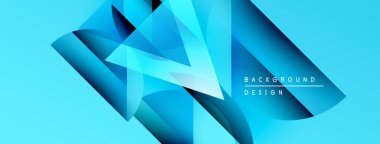 Soyut mavi tasarım. Geometrik şekiller, dinamik görsel efekt oluşturur. Çeşitli projeler için modern arkaplan.