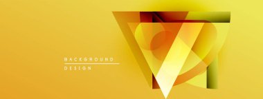 Soyut geometrik tasarım. Sarı gradyan özellikleri katmanlı şekiller, dinamik görsel efekt yaratır. Modern tarz, temiz hatlar.