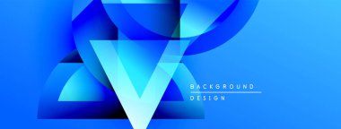 Soyut mavi tasarım katmanlı şekiller, gradyanlar, dinamik bileşimler içerir. Arka planlar ve sunumlar için modern estetik.