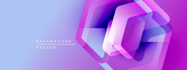 Soyut geometrik tasarım. Altıgenler üst üste binerek canlı bir mor, mavi renk değişimi yaratır. Dijital projeler için modern arkaplan.