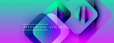 Soyut, enerjik bir arkaplan. Üst üste binen şekiller dinamik değişim etkisi yaratır. Modern tasarım elementleri yenilik ve teknoloji öneriyor.