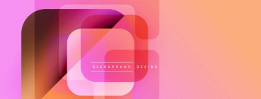 Soyut geometrik şekiller örtüşüyor, canlı pembe, turuncu renkler yaratıyor. Modern tasarım elementleri dijital sanatı, pürüzsüz eğimleri öneriyor.