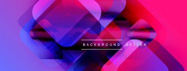 Soyut geometrik şekiller canlı pembeleri, morları, mavileri harmanlarlar. Modern tasarım dinamik görsel deneyim yaratır. Düzen eğimleri kompozisyona hakim.