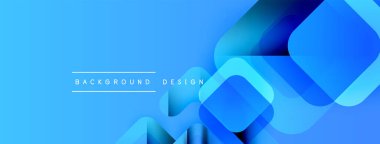 Soyut mavi arkaplan özellikleri üst üste binen kareler, gradyanlar. Modern tasarım elementleri dinamik görsel doku oluşturur. Basit metin arkaplan tasarımı okur.
