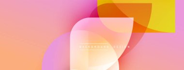Soyut renkli arkaplan. Üst üste binen şekiller dinamik görsel efekt yaratır. Yumuşak eğimler, modern tasarım elementleri mevcut.
