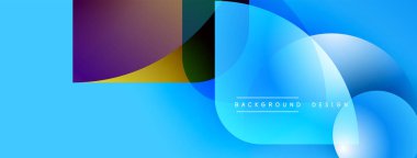 Soyut mavi arkaplan özellikleri üst üste binen şekiller, eğriler. Modern tasarım metin arkaplan tasarımını içerir. Canlı renkler dinamik görsel efekt yaratır.