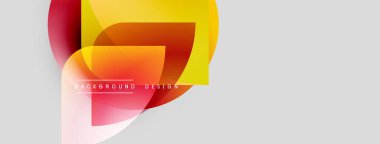 Soyut şekiller örtüşüyor, canlı renk değişimleri yaratıyor. Metin açık gri yüzeyde arkaplan tasarımı okuyor. Modern estetik.