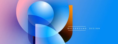 Soyut şekiller canlı mavileri, morları, portakalları harmanlıyor. Modern tasarım akıcılık, derinlik ve görsel ilgiyi çağrıştırıyor. Arkaplan yenilik ve yaratıcılığı öneriyor.