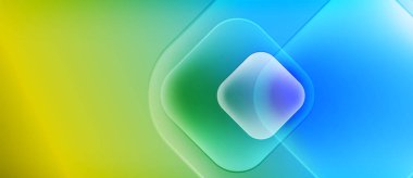 Soyut eğim arkaplanı. Eşmerkezli kareler sarı, yeşil ve mavi renkleri harmanlarlar. Yumuşak ışık derinlik yaratır, görsel cazibe.