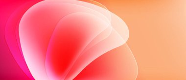 Soyut gradyanlar canlı kırmızıları, portakalları harmanlarlar. Yumuşak kıvrımlar akışkan, parlak şekiller yaratır. Sıcak tonlar kompozisyona hakim.