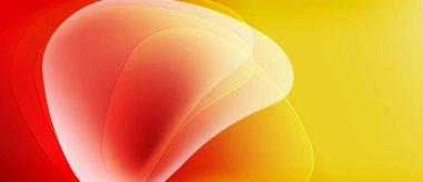 Soyut tasarım dalgalı şekiller, canlı kırmızı, turuncu, sarı renkler içerir. Pürüzsüz gradyanlar dinamik görsel etki yaratır. Minimalist kompozisyon.