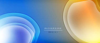 Soyut sıvı şekilleri mavi ve portakalları harmanlıyor. Gradyan arka plan modern tasarım yaratır. Yumuşak katmanlar derinlik ve hareket olduğunu gösteriyor..