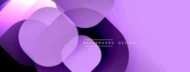 Soyut mor katmanlar dinamik arkaplan yaratır. Yumuşak eğimler, üst üste binen şekiller modern estetik sunuyor. Mevcut en küçük metin.
