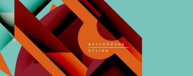 Soyut geometrik tasarım üst üste binen şekiller içerir. Renkler arasında deniz mavisi, turuncu, kestane rengi, siyah. Modern estetik dijital arkaplan ve sunumlar için uygundur. Minimalist kompozisyon.