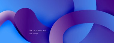 Soyut sıvı şekilleri örtüşür, parlak mavi mor renkler yaratır. Arka planlar ve sunumlar için modern tasarım öğesi. Yumuşak eğriler kompozisyona hakim.