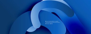 Soyut mavi katmanlar akışkan şekiller yaratır. Modern tasarım, pürüzsüz eğimler, minimalist estetik. Sunumlar için mükemmel arkaplan.