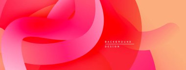 Soyut sıvı şekilleri, canlı kırmızılar, portakallar dinamik bir zemin oluşturur. Yumuşak eğimler hareketi, modern tasarım estetiği önerir.