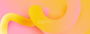 Soyut sıvı şekiller, sıcak renk paleti. Gradyan karışımı pembe, turuncu, sarı. Arka planlar için modern tasarım ögesi.