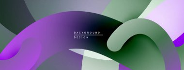 Soyut sıvı şekiller, mor, yeşil renkler. Modern tasarım, pürüzsüz eğimler, dinamik kompozisyon. Minimalist estetik, arkaplan dokusu.