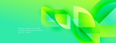 Soyut yeşil eğimli arkaplan. Üst üste binen şekiller dinamik görsel efekt yaratır. Dijital projeler için modern tasarım.