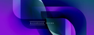 Soyut sıvı şekilleri mor, mavi renkleri harmanlıyor. Modern tasarım üst üste binen katmanlar, gradyan etkiler içerir. Metin arkaplan tasarımı okur.