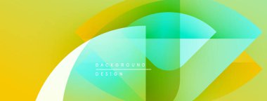 Soyut geometrik şekiller çakışıyor. Sarı, yeşil, turkuaz renkler dinamik kompozisyon yaratır. Arka planlar için modern tasarım ögesi.