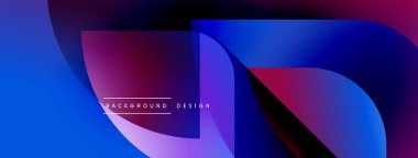 Soyut akışkan şekiller, canlı maviler, morlar dinamik bir zemin oluşturur. Modern tasarım elementleri hareket, derinlik.