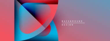 Soyut şekiller örtüşüyor, canlı renk değişimleri yaratıyor. Pembe, mavi, kırmızı renkler düzgün bir şekilde harmanlanır. Minimalist tasarım modern arkaplan öneriyor.