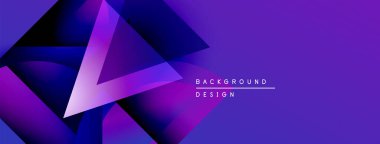 Soyut mor tasarım katmanlı geometrik şekiller içerir. Renkler derinlik yaratır, modern estetik. Metin arkaplan tasarımı okur.