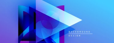 Soyut geometrik şekiller, canlı mavi gradyanlar, modern tasarım elementleri. Arka plan teknoloji, yenilik, dinamik görseller öneriyor.