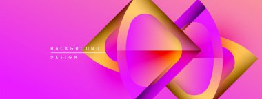 Soyut pembe arka planda altın şekiller akıyor. Gradyan renkler dinamik görsel efekt yaratır. Modern tasarım ögesi.
