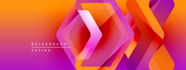 Soyut geometrik şekiller parlak turuncu ve pembe renkler ile örtüşür. Modern tasarım uygun afiş, başlık, sunum görselleri.