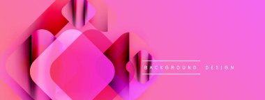 Soyut pembe dizayn özellikleri üst üste binen geometrik şekiller. Gradyan renkler dinamik görsel efekt yaratır. Modern tarz, temiz hatlar.