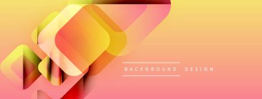 Soyut geometrik şekiller örtüşür, canlı bir değişim etkisi yaratır. Sıcak renkler tasarıma hakim, modern estetiğe işaret ediyor.