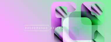 Soyut geometrik şekiller örtüşür, canlı gradyanlar yaratır. Yumuşak pembeler, morlar, yeşiller pürüzsüzce harmanlanır. Modern tasarım ögesi.