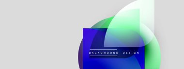 Soyut şekiller örtüşüyor, canlı renk değişimleri yaratıyor. Metin elementli minimalist tasarım. Modern estetik, temiz kompozisyon.