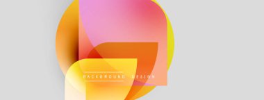 Soyut renkli şekiller örtüşür, dinamik görsel efekt yaratır. Arkaplanda gradyanlar, modern tasarım elementleri var.