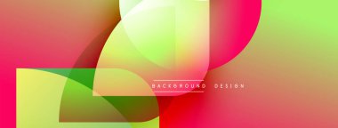 Soyut renkli arkaplan. Üst üste binen şekiller dinamik görsel efekt yaratır. Gradyan renkler pürüzsüzce harmanlanır, modern tasarım ögesi.